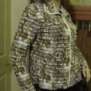 Mila & Milan White & Brown Tiered Jacket size L